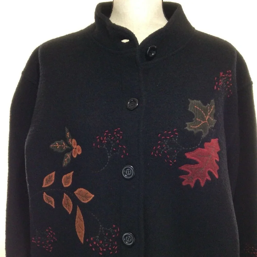 NORDIC design womens coat sz large black 100% wool - Picture 1 of 12